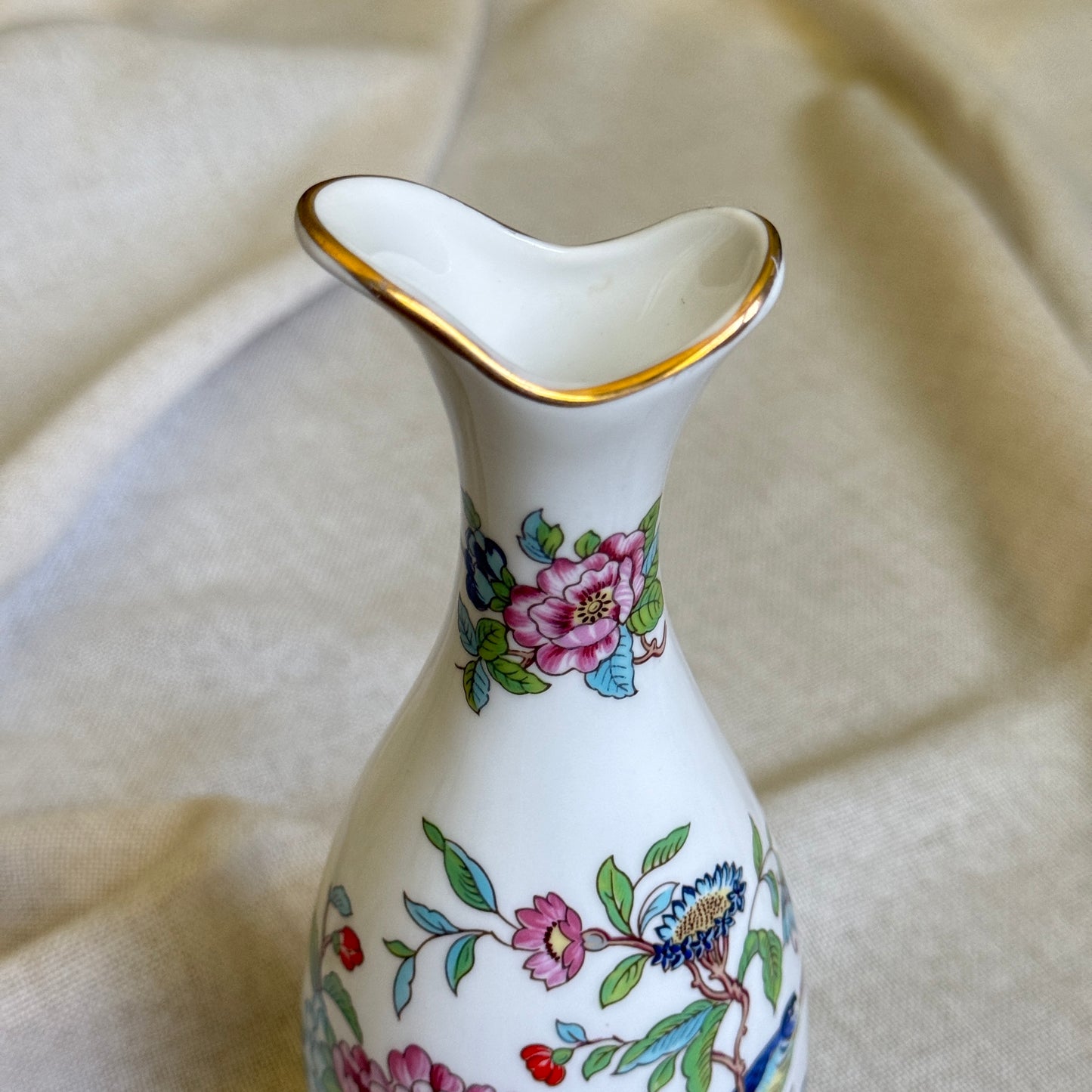 Aynsley Pembroke Fine Bone China Bud Vase | Floral & Bird Design