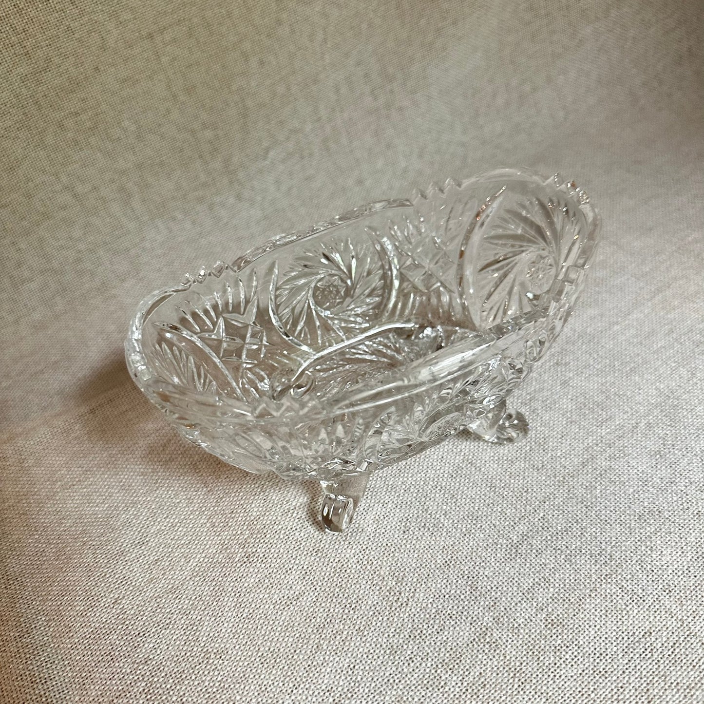 Vintage Pressed Glass Footed Candy Bowl with Sawtooth Edge