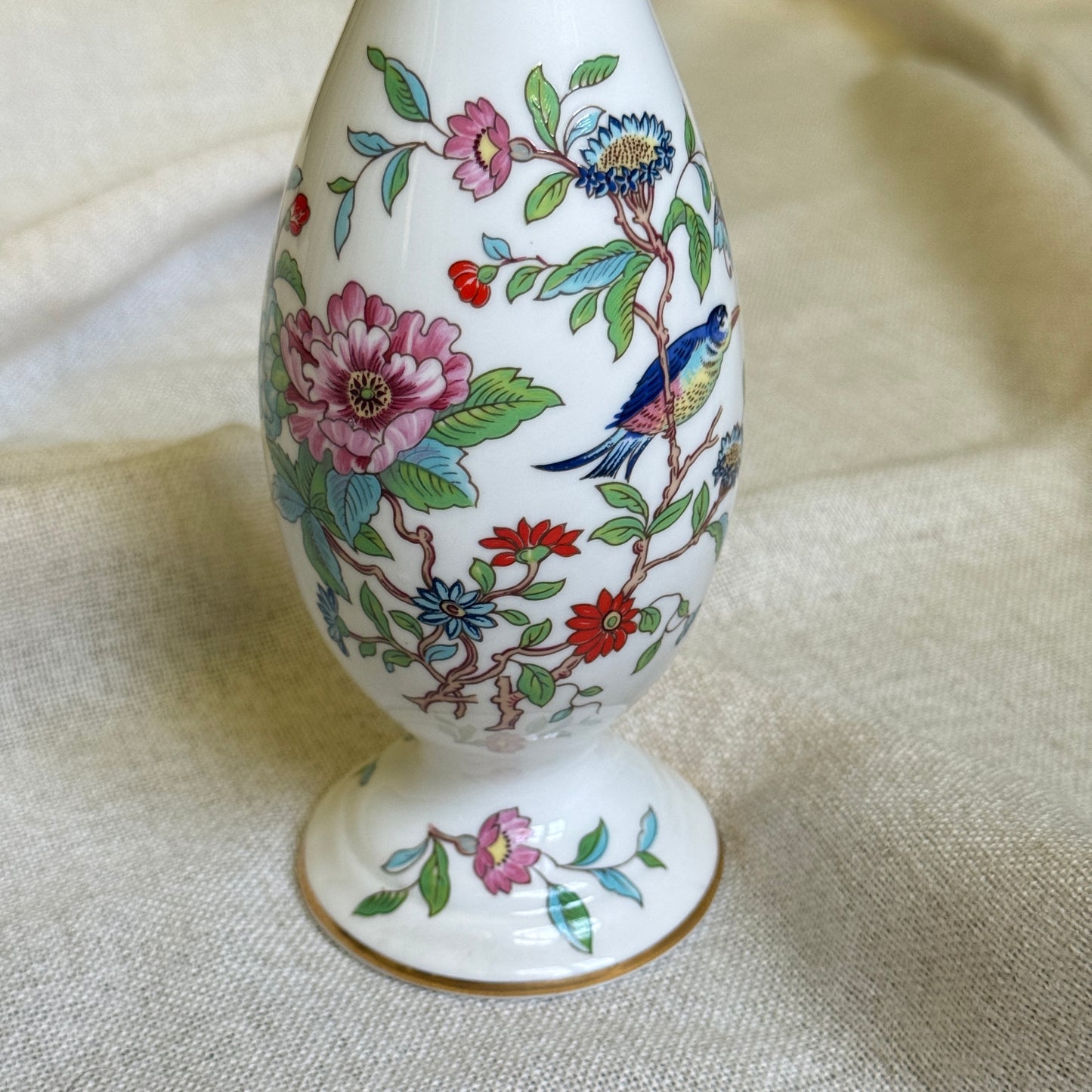 Aynsley Pembroke Fine Bone China Bud Vase | Floral & Bird Design