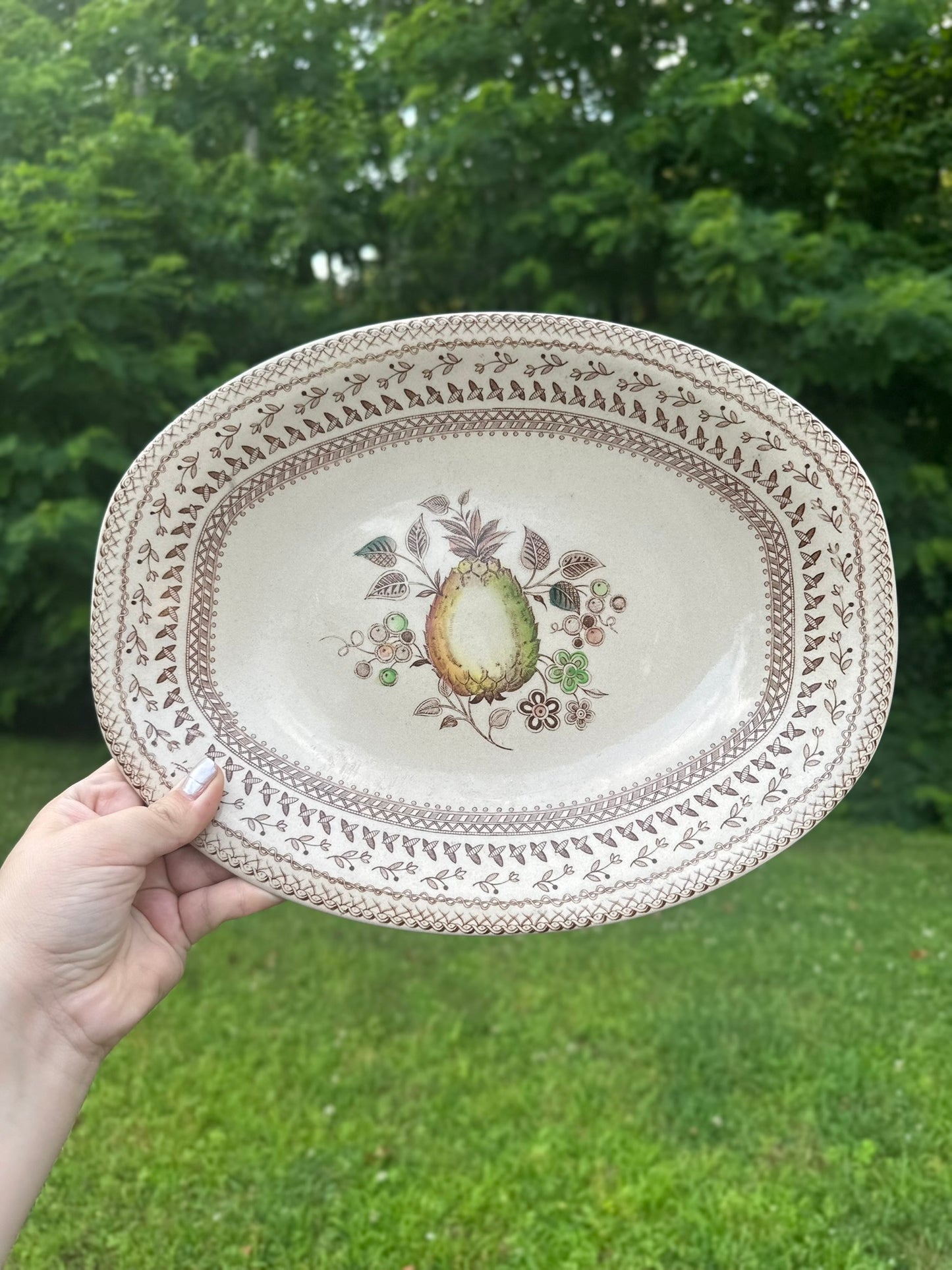 Vintage Staffordshire Old Granite Fruit Sampler Platter by Johnson Bros England
