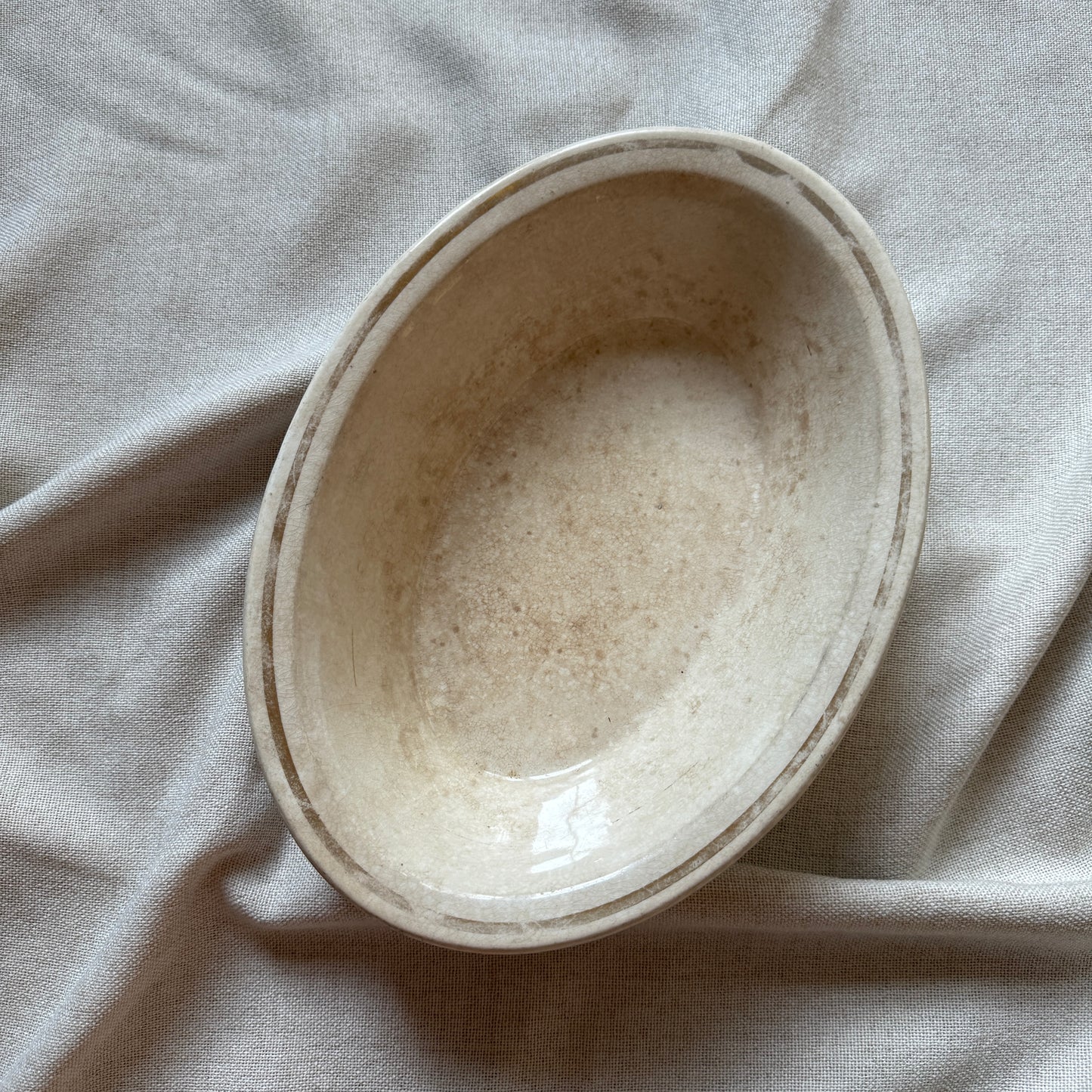 Antique Anchor Pottery Stoneware Serving Bowl | Early 1900s Farmhouse Bowl with Aged Patina & Crazing