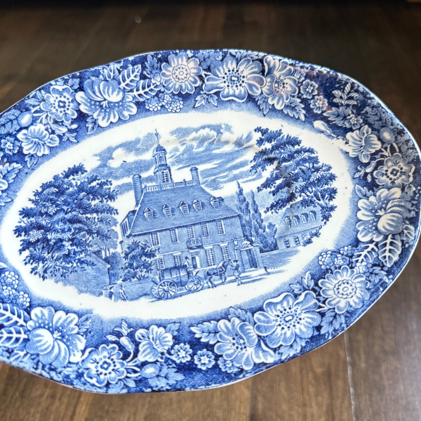 Liberty Blue Gravy Boat with Underplate | Historic Colonial Scenes | Staffordshire Transferware Made in England
