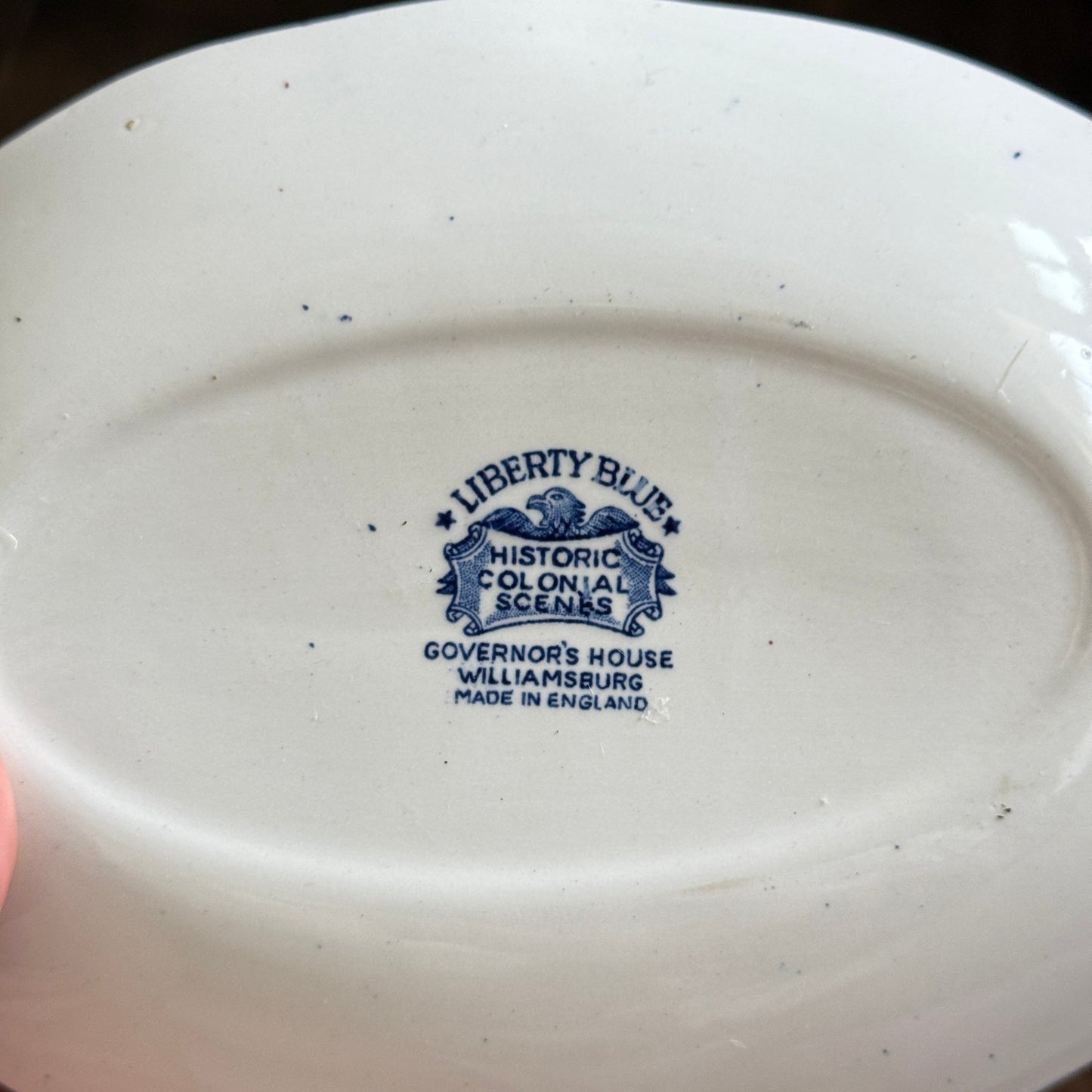 Liberty Blue Gravy Boat with Underplate | Historic Colonial Scenes | Staffordshire Transferware Made in England