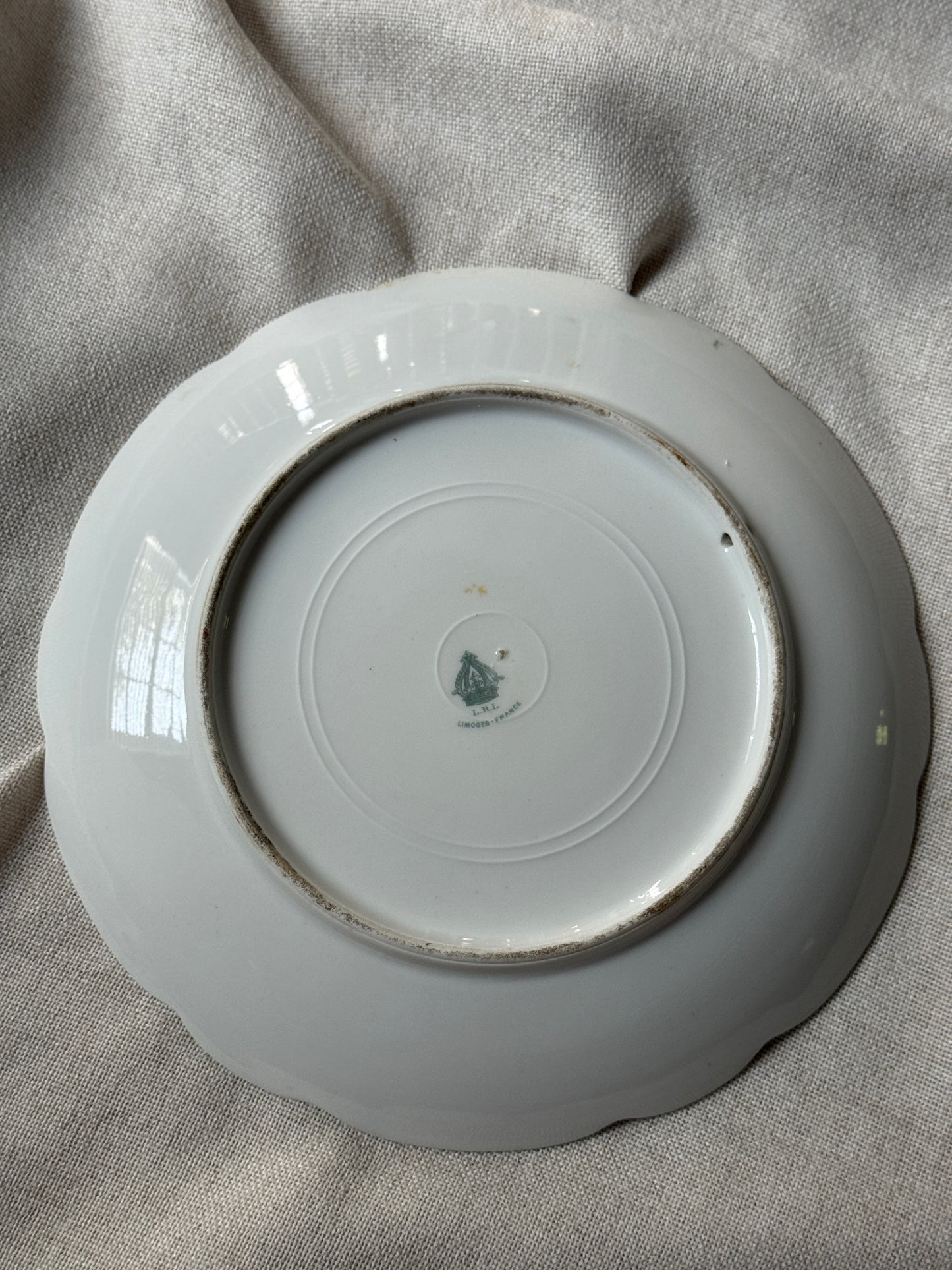 Antique Limoges France L.R.L. Hand Painted Fruit Plate – Signed “Lanoy” – Scalloped Edge, Gilt Rim