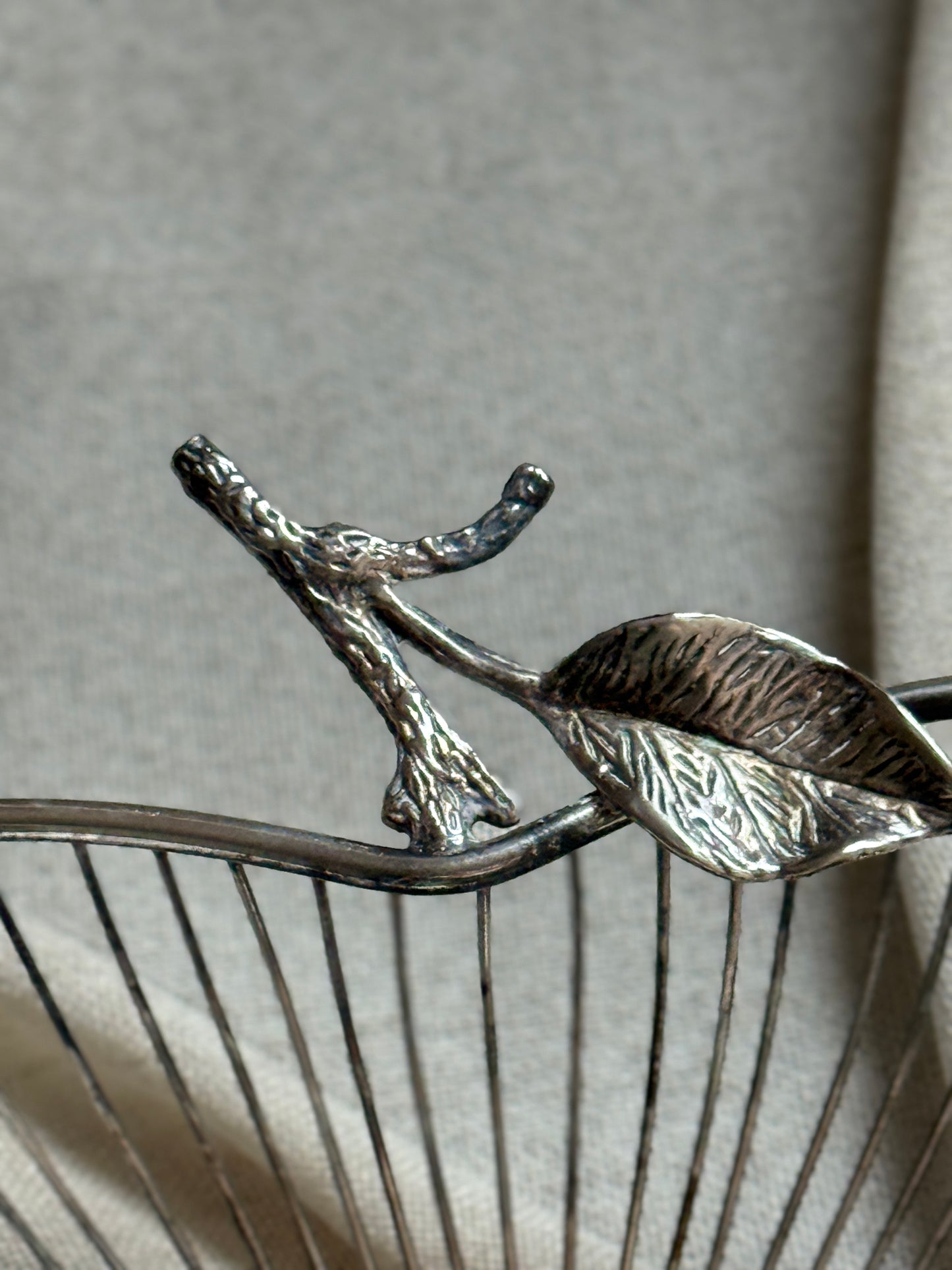 Vintage Leonard Silverplate Apple Basket | Wire Fruit Bowl with Leaf Detail