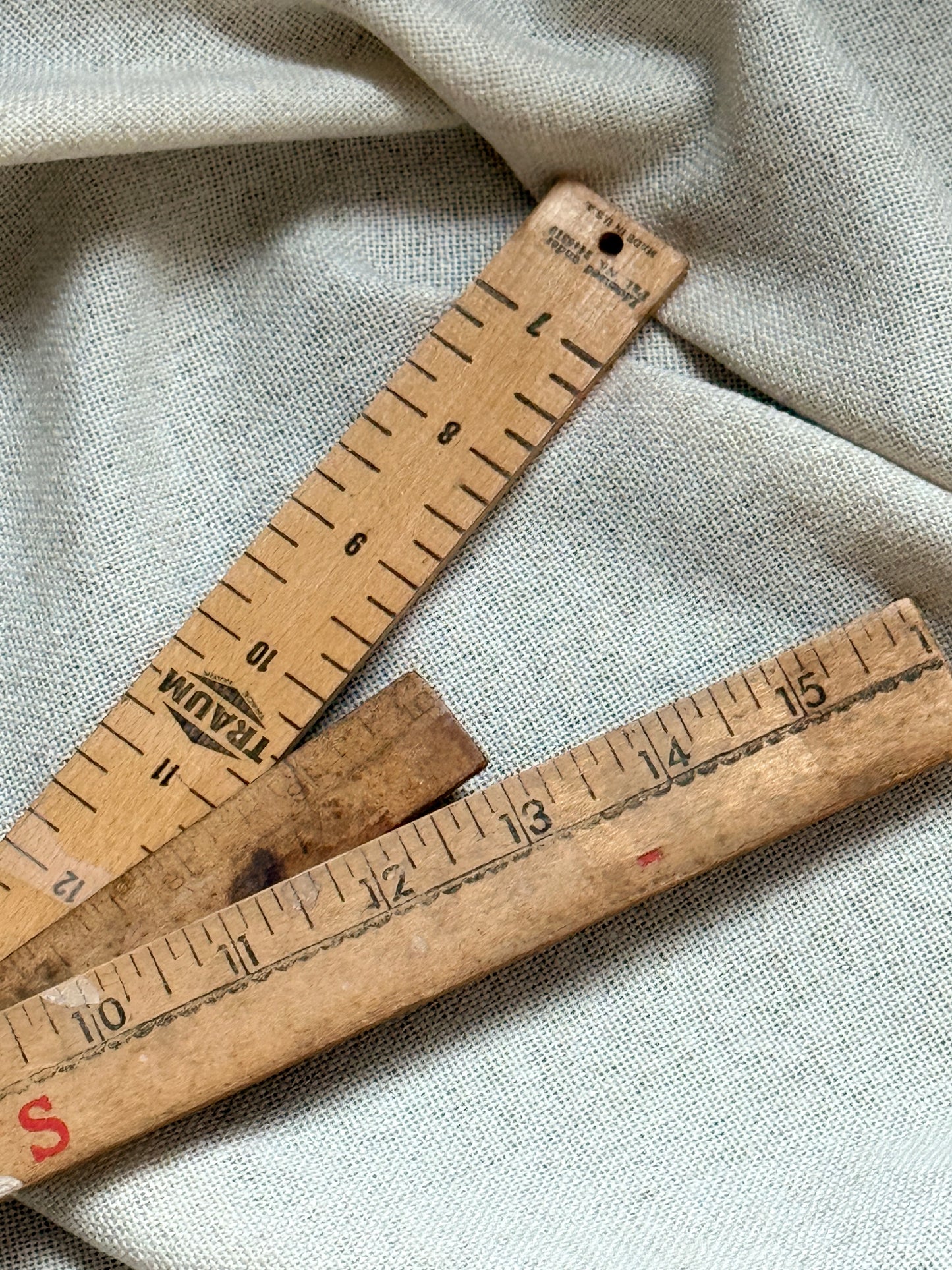 Bundle of 3 Vintage Wooden Rulers | Advertising Yardstick Pieces | Mid-Century School Supplies