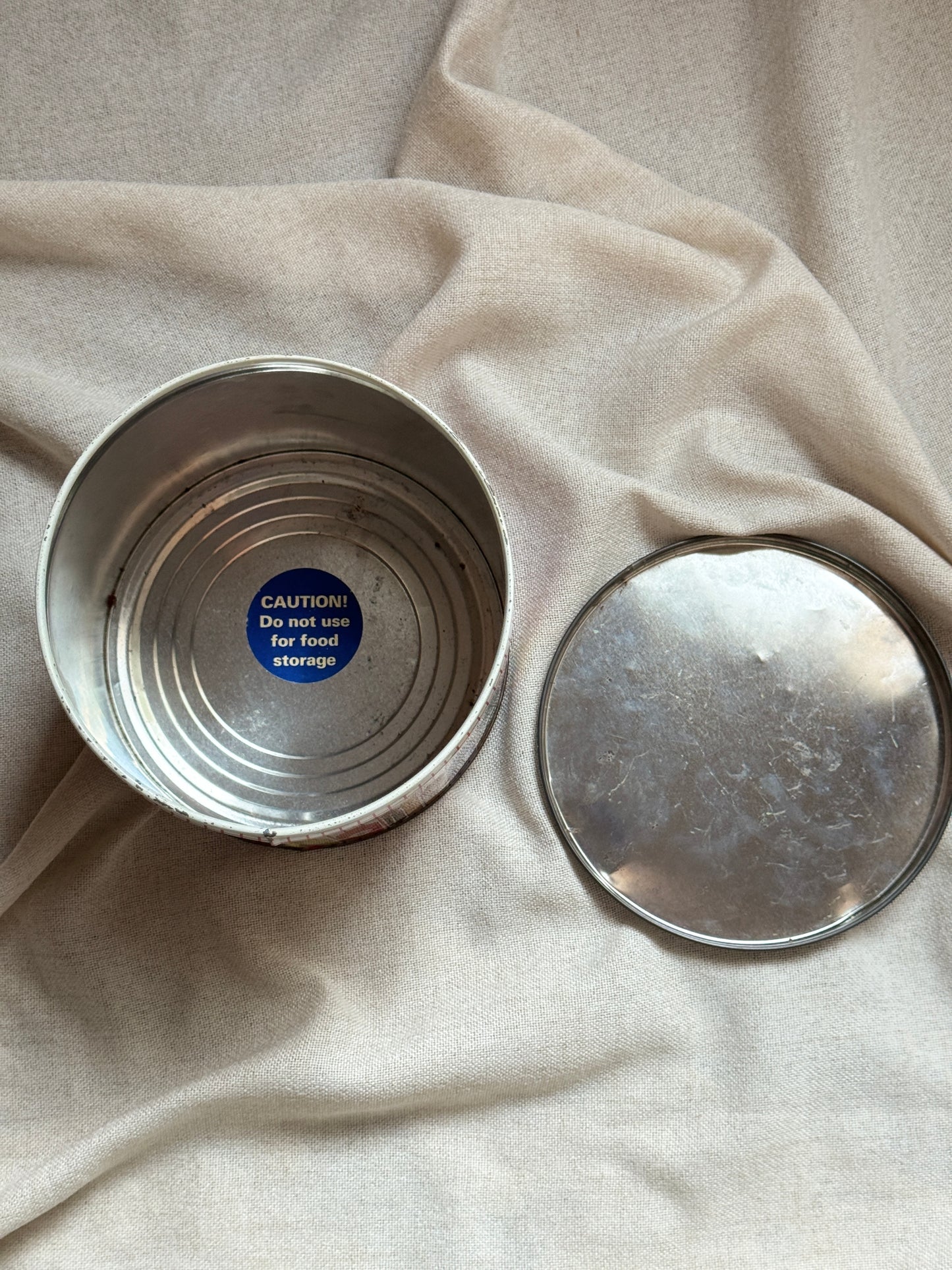 Vintage Crayon Pencil Tin with Lid | 1990s School Supply Print Metal Storage Container
