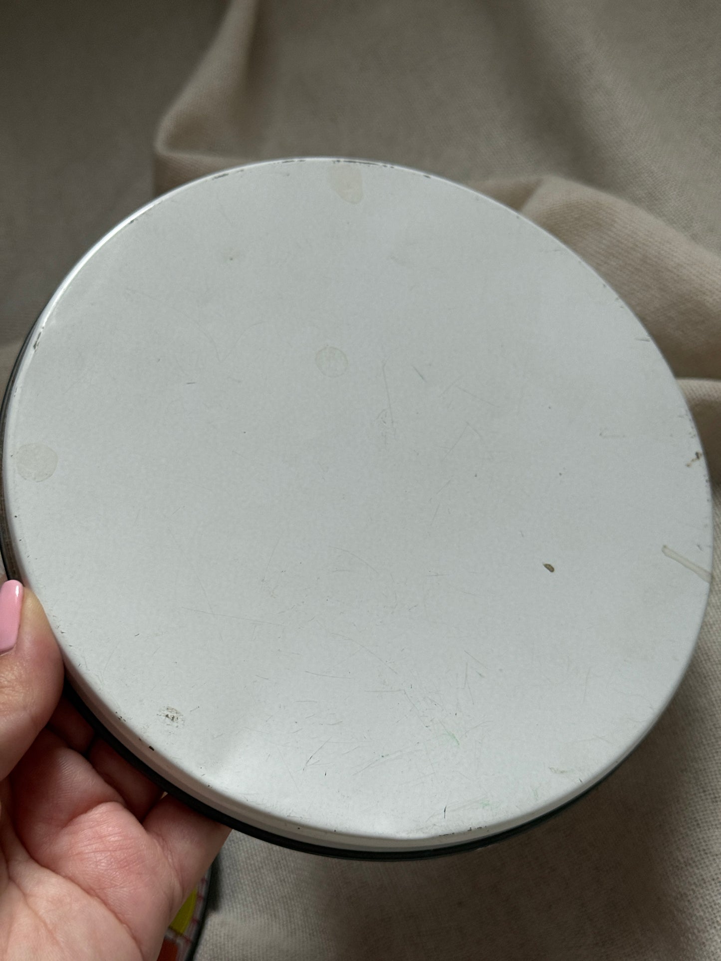 Vintage Crayon Pencil Tin with Lid | 1990s School Supply Print Metal Storage Container