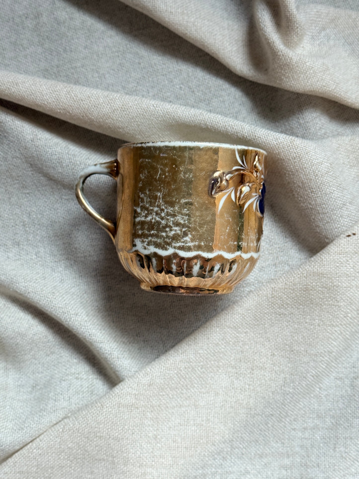 Antique Porcelain Mustache Cup | Floral Design