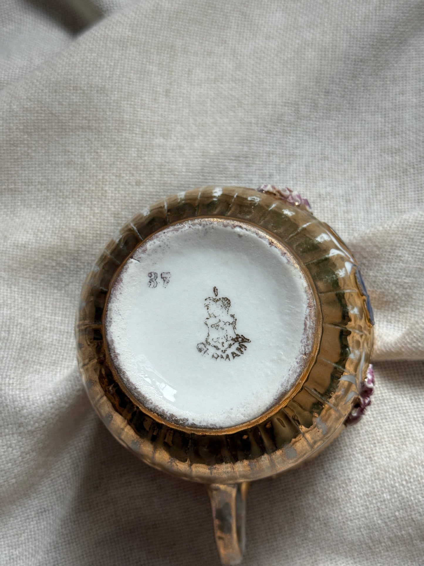 Antique Porcelain Mustache Cup | Floral Design