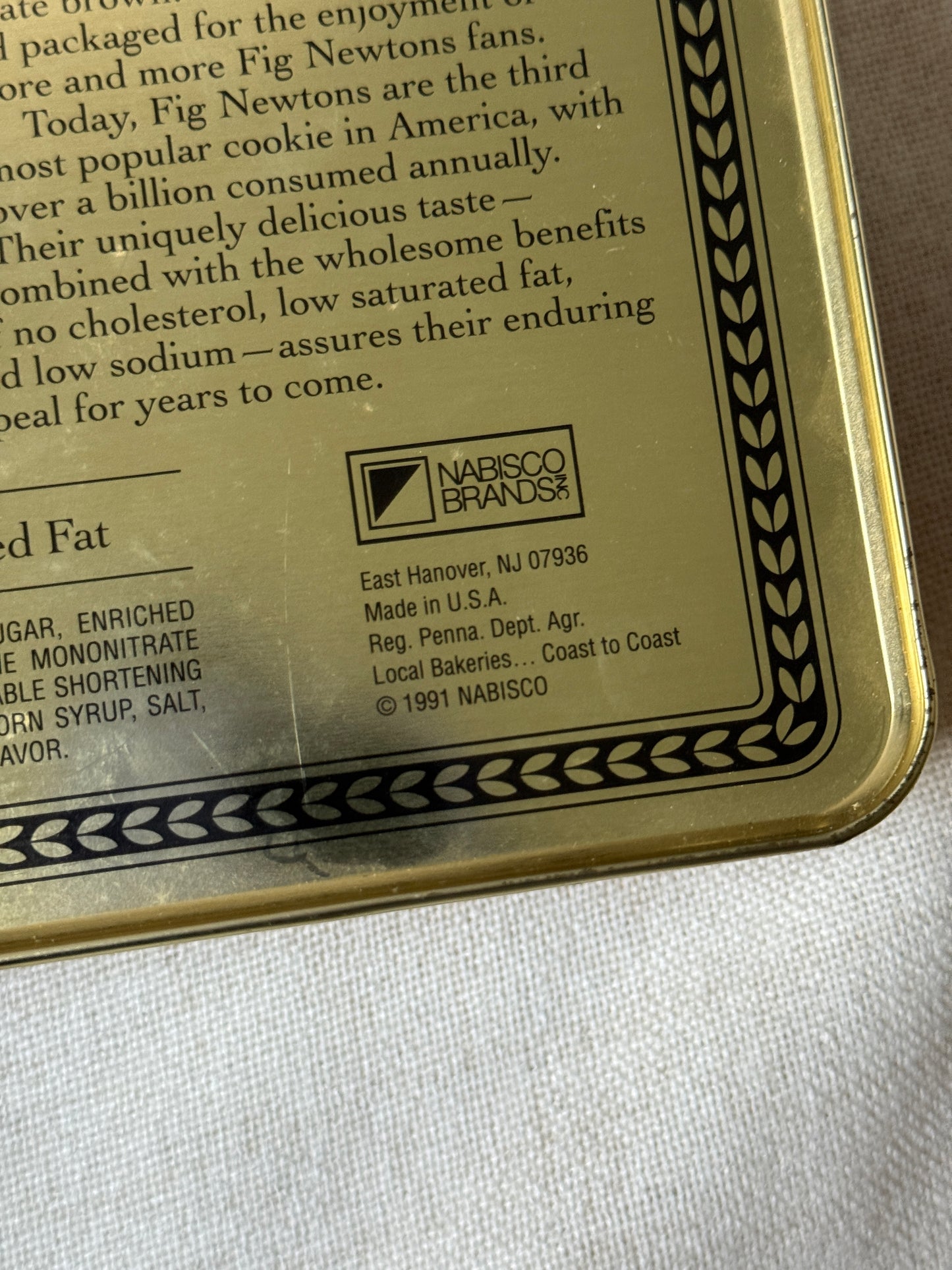 Vintage 1991 Nabisco Fig Newtons Tin | 100th Anniversary Limited Edition Cookie Container