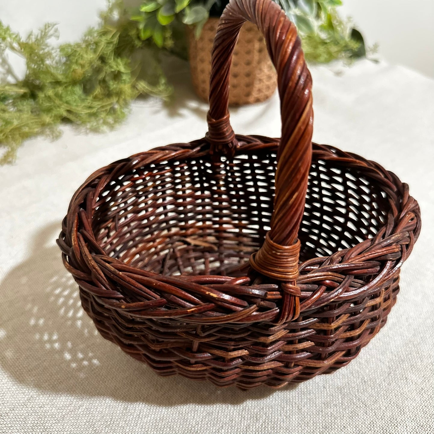 Small Wicker Basket with Handle