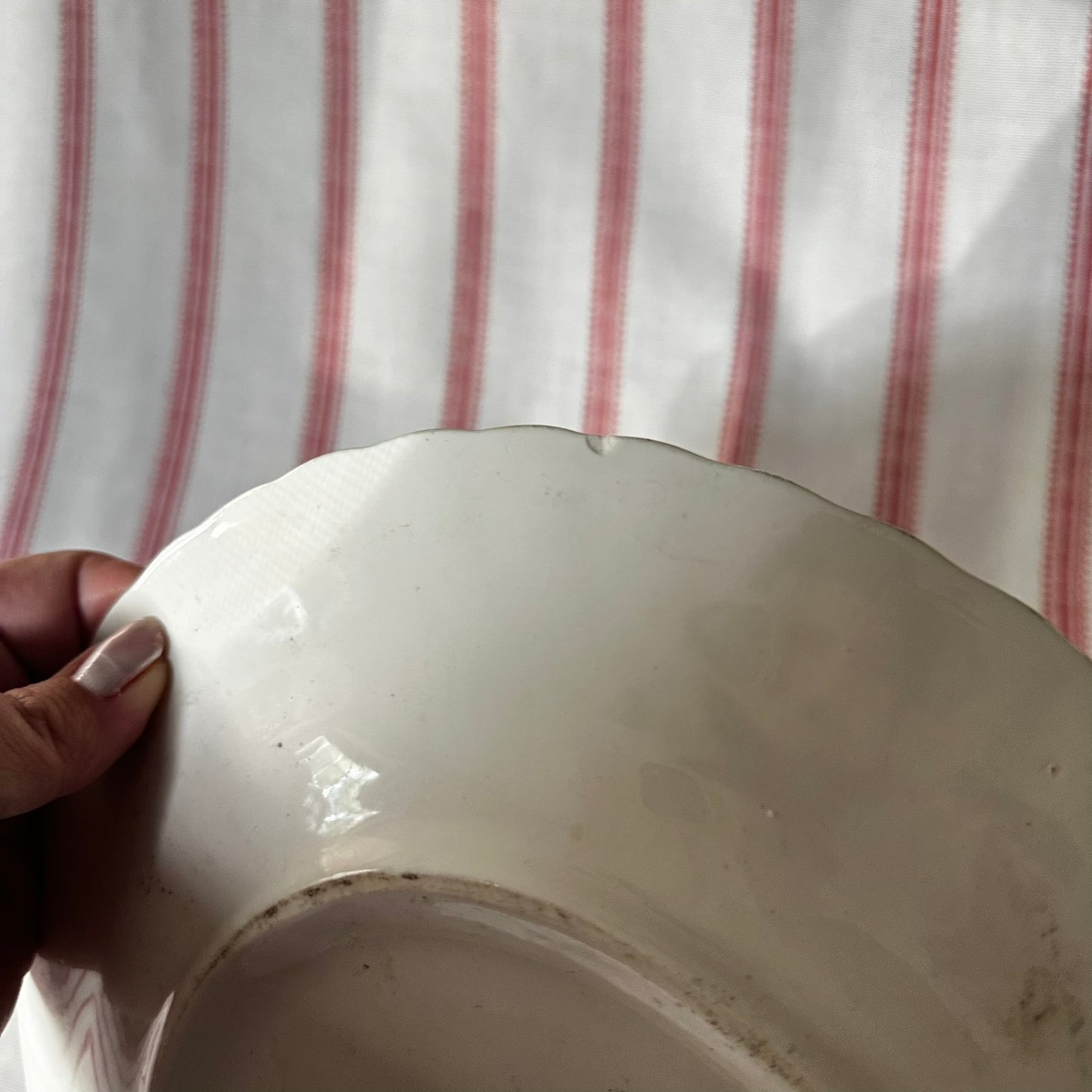 Vintage Sheffield Bone White Dinner Plate – Swirl Rim, USA Made