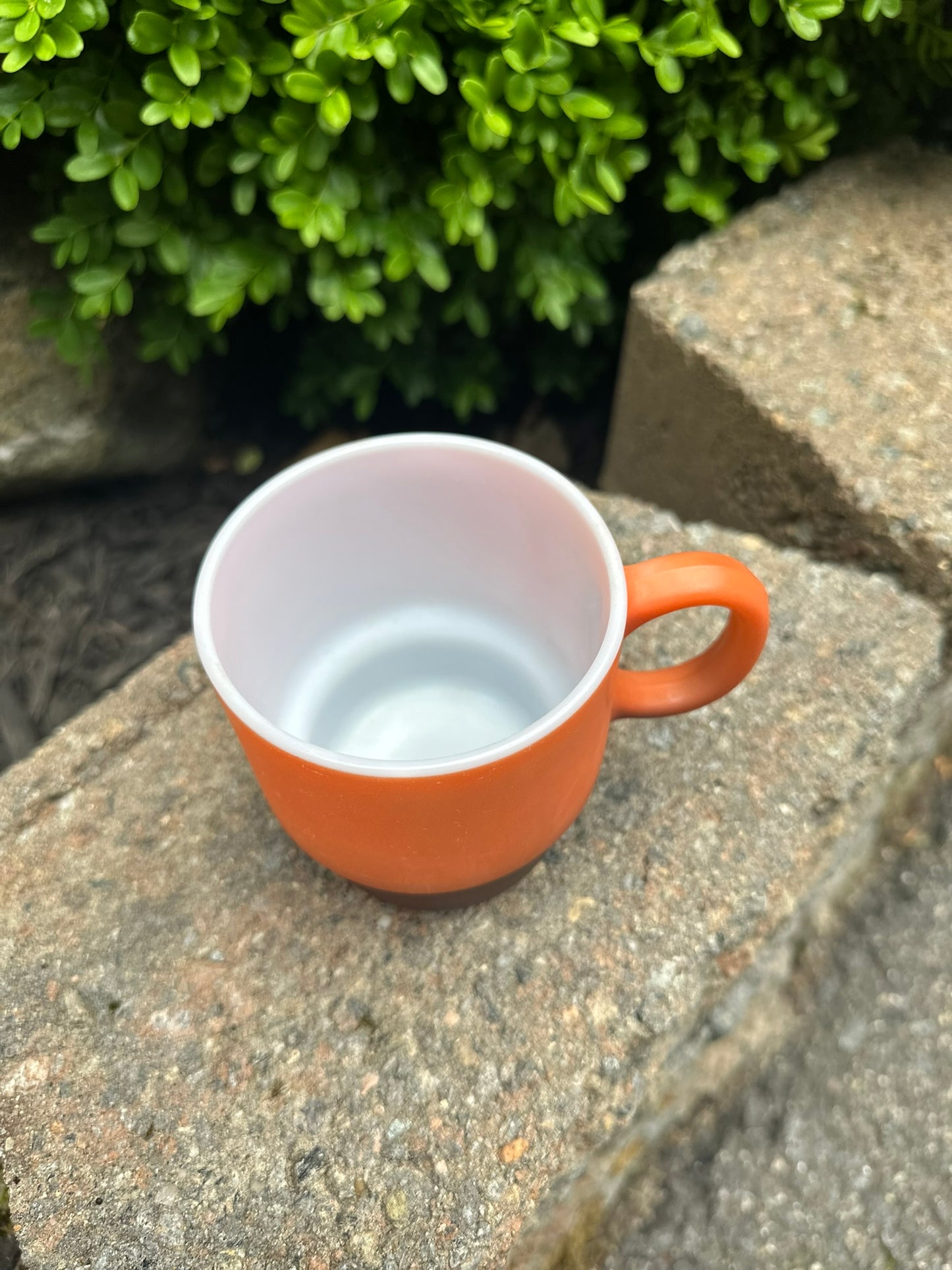 Vintage 1970s Fire-King Style Mug | Orange to Brown Ombre Milk Glass Coffee Cup