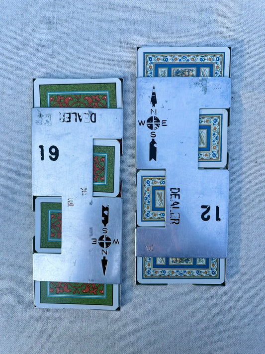 Vintage Bridge Boards | Metal Tournament Card Holders with Playing Cards (Sold Individually)