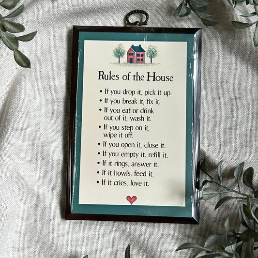 "Rules of the House" Wall Plaque | Lasting Reflections by Paula, New in Wrap