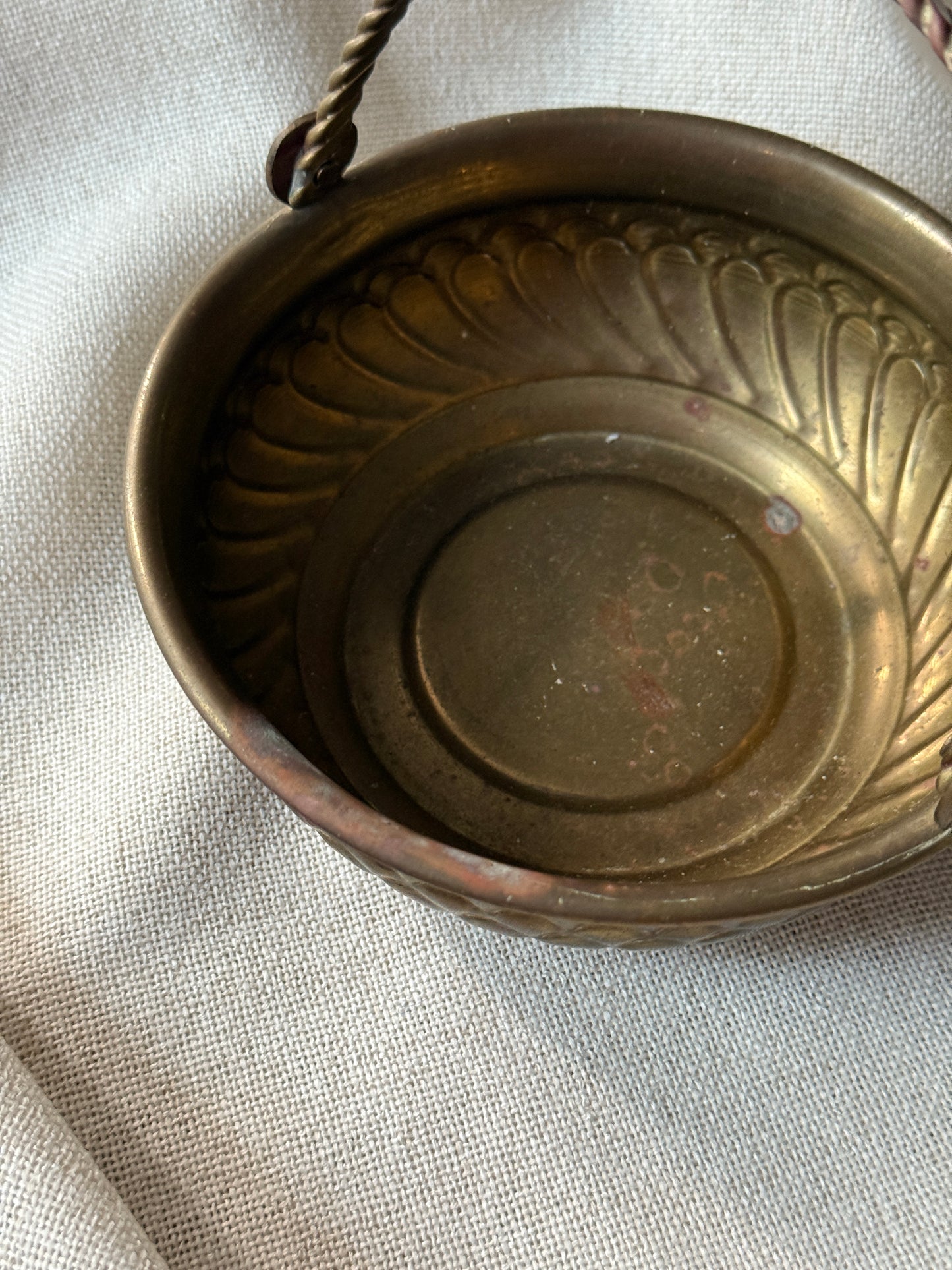 Mini Brass Basket with Twisted Handle | Vintage Catchall Accent