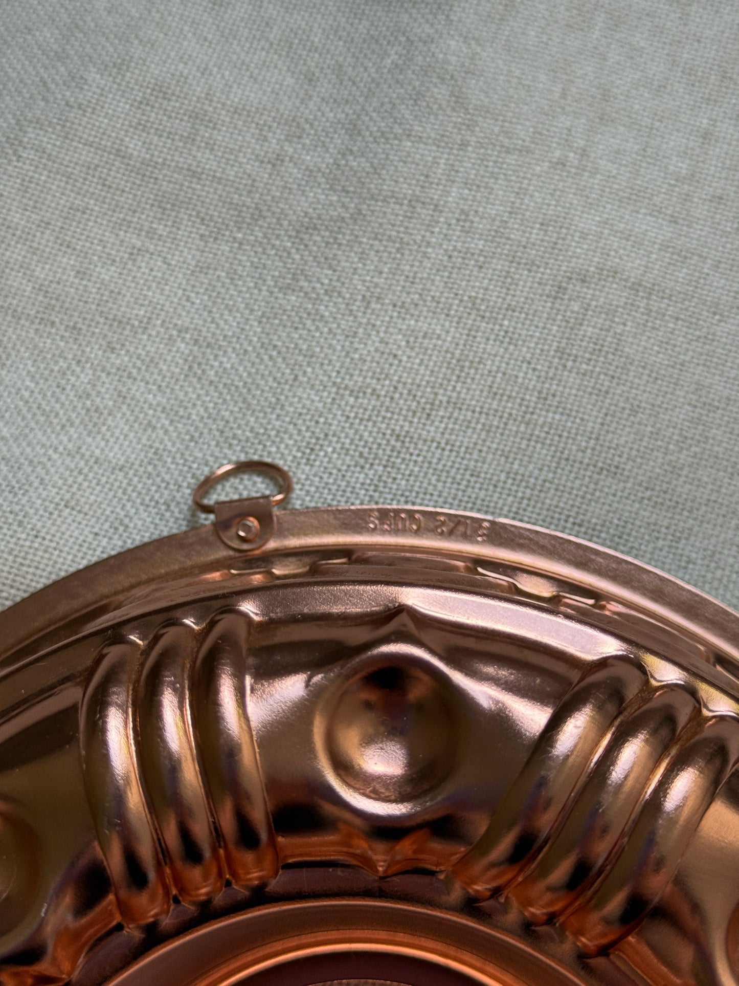 Vintage Copper Ring Mold | Mid-Century Wall Hanging Mold with Geometric Pattern