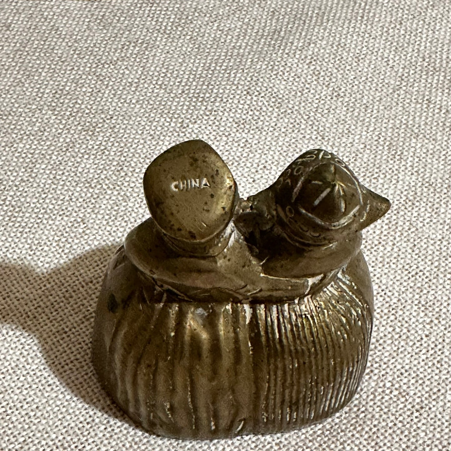Vintage Brass Figurine Set – Girl with Dog Cart & Dutch Couple Bell | Set of 2