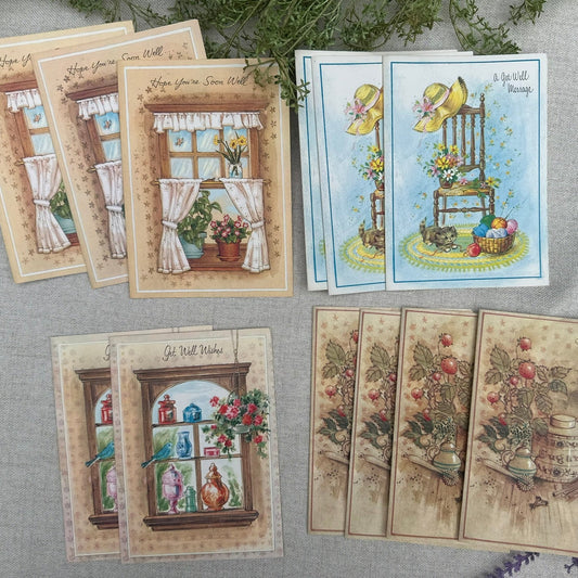 Vintage “Sunny Reflections” Get Well Cards | Set of 12 Assorted Cards with Envelopes (1970s)